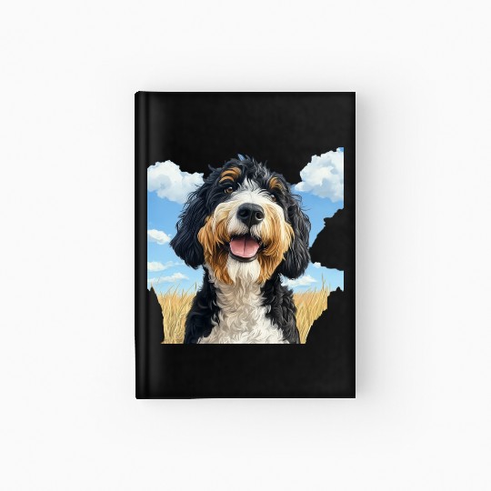 Bernedoodle Field Nature Bernedoodle Watercolor 2 Hardcover Journal