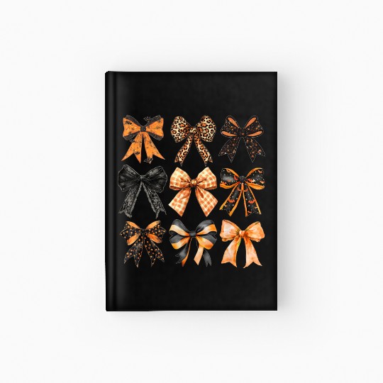 Coquette Halloween Bow Girly Spooky Season Hallowe Hardcover Journal