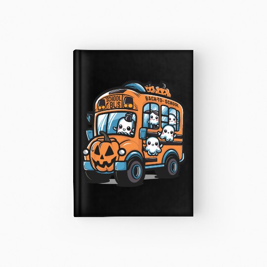 Ghost Halloween School Bus Hardcover Journal