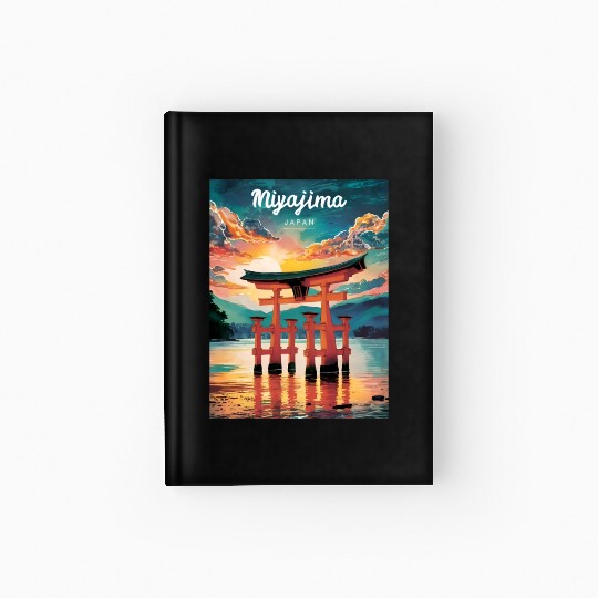 Vintage Travel Miyajima Island Japan Retro Sunset Hardcover Journal