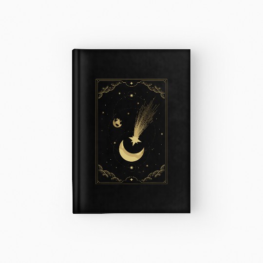 Crescent Moon With Shooting Star Tarot Card Hardcover Journal