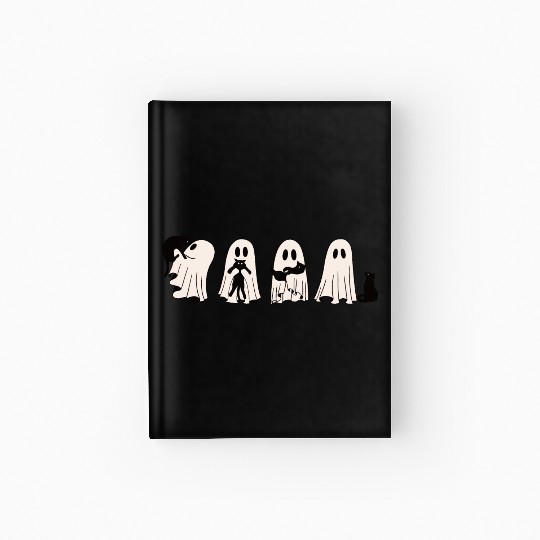 Funny Ghost Black Cat Spooky Season Trick Or Treat Hardcover Journal