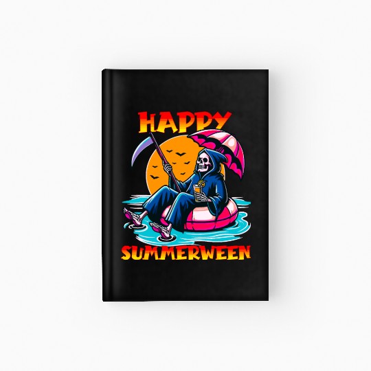 Happy Summerween Float Summer Halloween Spooky Hardcover Journal