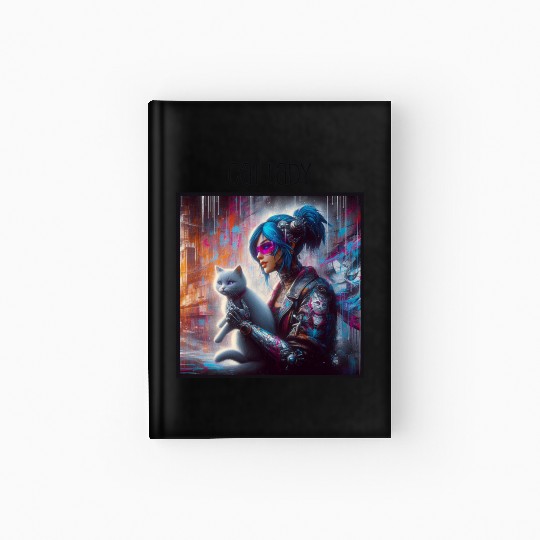 Cat Lady (Cyberpunk) Street Art v1 Hardcover Journal