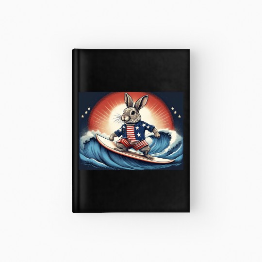 Stars & Stripes Surfer Bunny Hardcover Journal