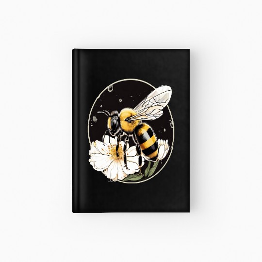 Bumble Bee on a Flower in a Bubble Hardcover Journal