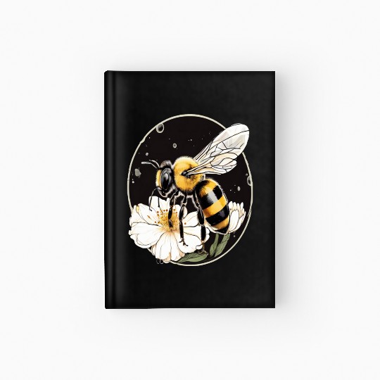 Bumble Bee on a Flower in a Bubble Hardcover Journal
