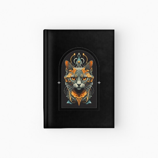 Elegant stylish black and gold cat face Hardcover Journal