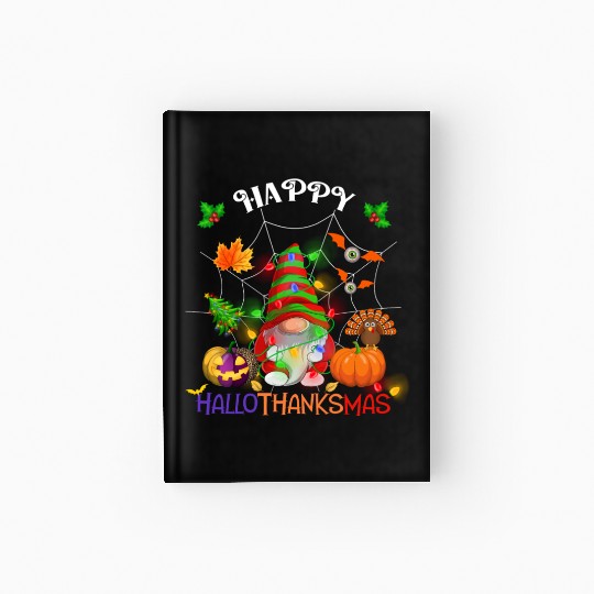 Happy HalloThanksMas Gnome Hardcover Journal