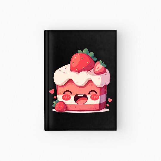Kawaii Strawberry Cake Slice Hardcover Journal