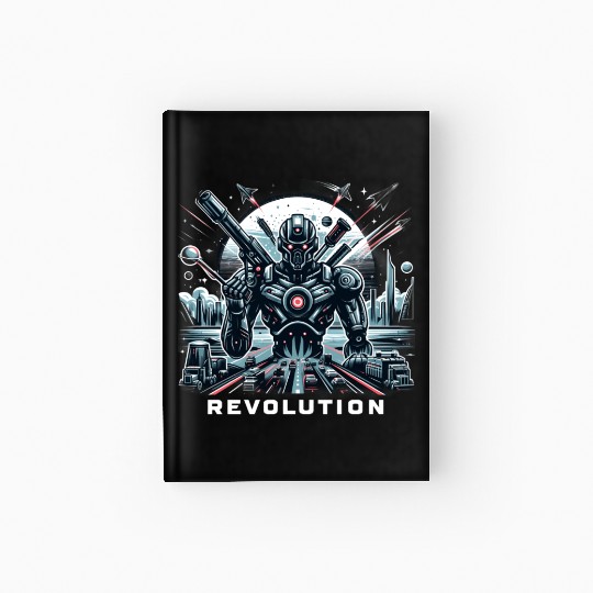 Futuristic Robot In A Sci-Fi Landscape Hardcover Journal