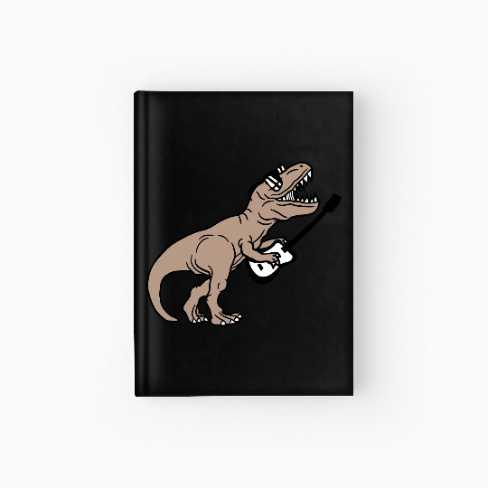 T. Rex Dino DJ Dinosaur Party Animal Plays Guitar Hardcover Journal