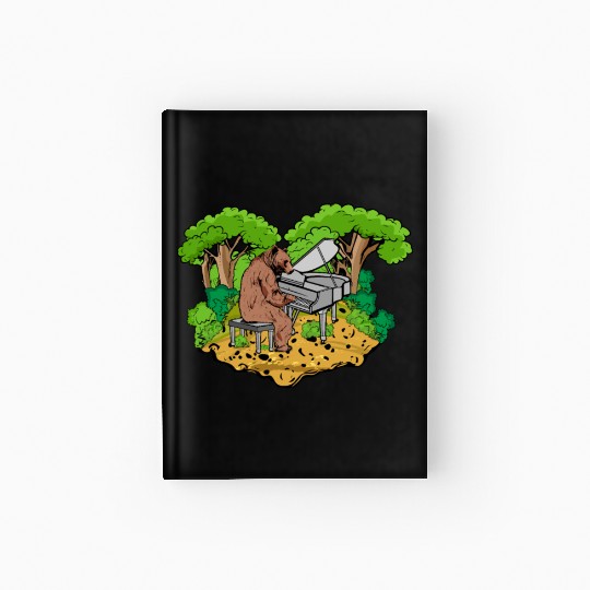 Grizzly Bear playing Grand Piano Nature Pianist Hardcover Journal