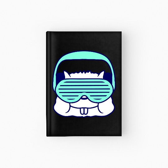 Cute DJ Hamster Party Animal Guinea Pig Pet Face Hardcover Journal