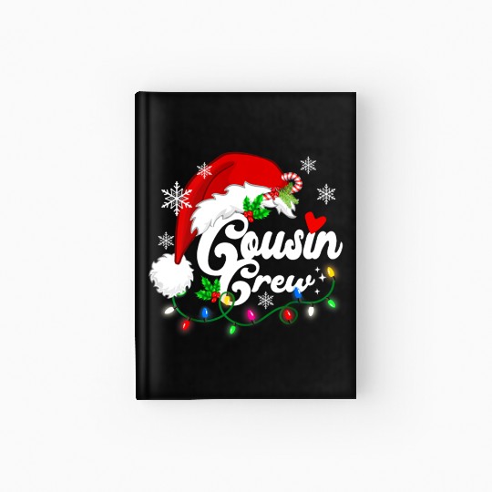 cousin crew Santa Claus Hat Christmas lights Hardcover Journal