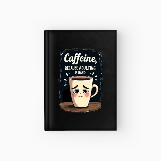 Caffeine Because Adulting Is Hard - Coffee Humor Hardcover Journal