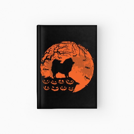 American Eskimo And Moon Halloween Dog Lover Gift Hardcover Journal