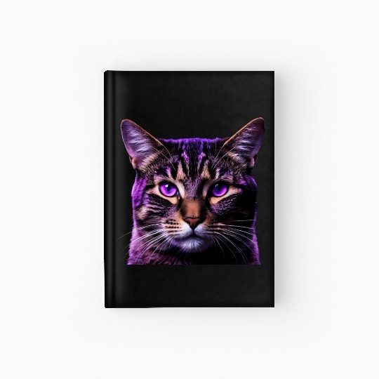 Vivid Lilac-Eyed Tabby Cat Portrait Hardcover Journal