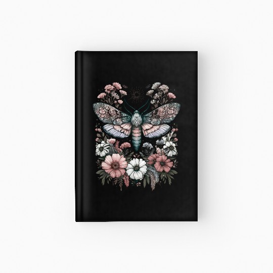 Fairycore Floral Moth Pastel Fairycore Aesthetic Hardcover Journal