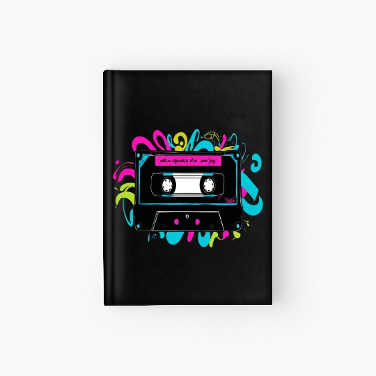 Retro Neon Cassette Tape with Vibrant Splash Hardcover Journal