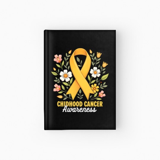 Childhood Cancer Awareness Hippie Flower Ribbon Hardcover Journal