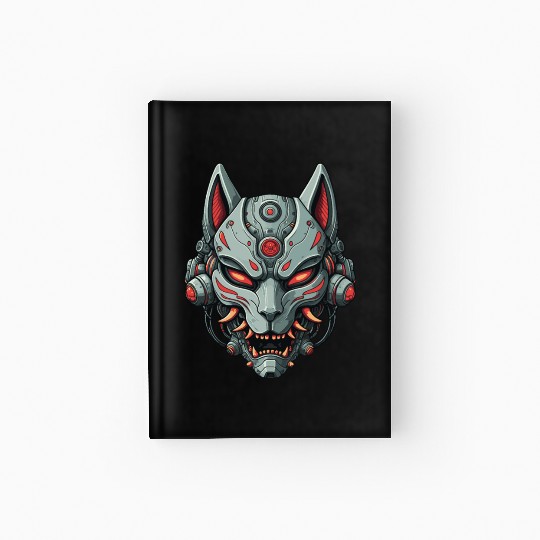 Kitsune Cyberpunk Mask: Mecha Robot Warrior Hardcover Journal
