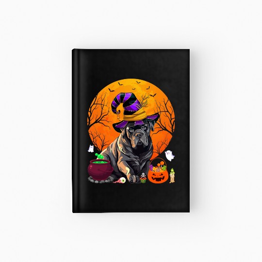 Funny Cane Corso Dog Witch Halloween Dog Lover Hardcover Journal