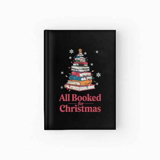 All Booked For Christmas Book Tree Lights Snowflak Hardcover Journal