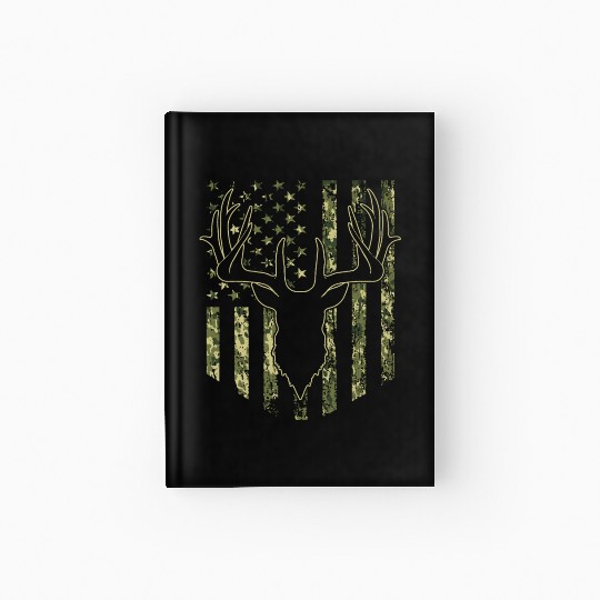 Camouflage USA Flag Deer Hunting Camo Hardcover Journal