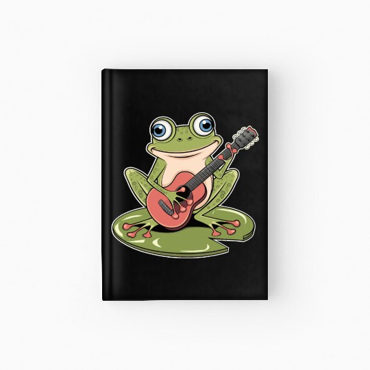 Frog Playing Guitar On Lily Pad Hardcover Journal