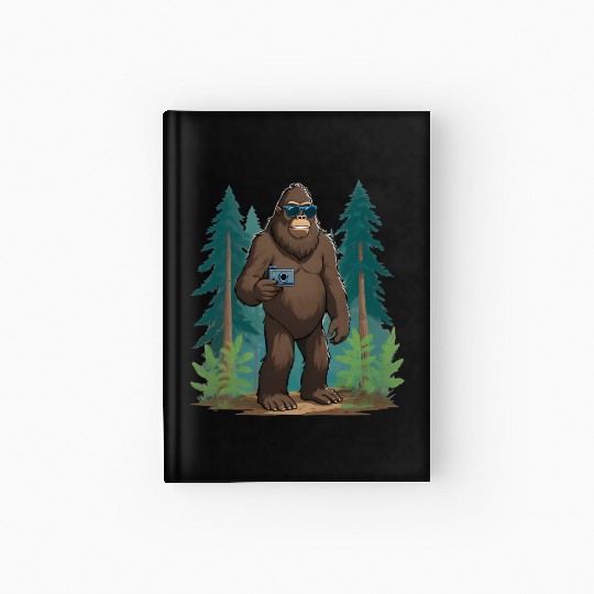 Bigfoot with Sunglasses and Camera on an Adventure Hardcover Journal