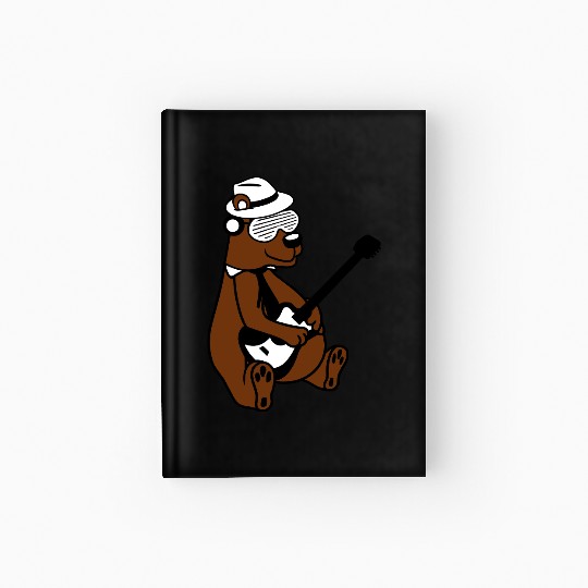 Cool Sitting Grizzly Brown Bear Playing Guitar Fun Hardcover Journal