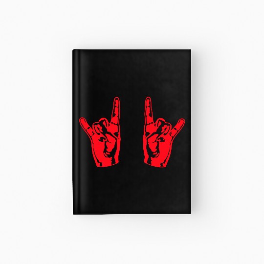 Two heavy metal hard rock horn finger hand gesture Hardcover Journal