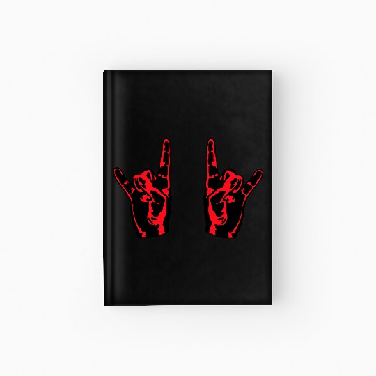 Two heavy metal hard rock horn finger hand gesture Hardcover Journal