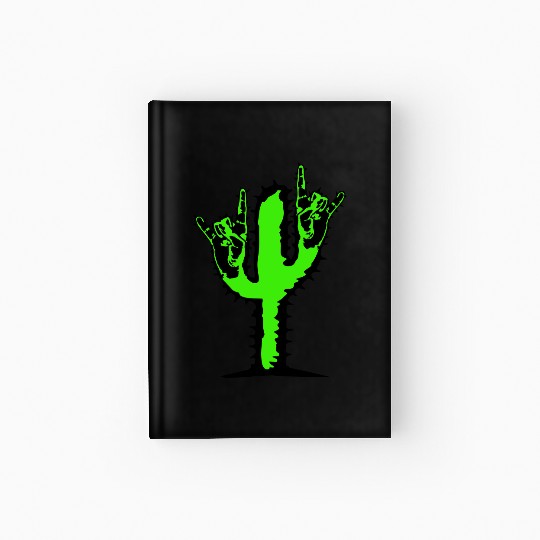 Cactus Plant Heavy Metal Hard Rock Hand Gesture Hardcover Journal