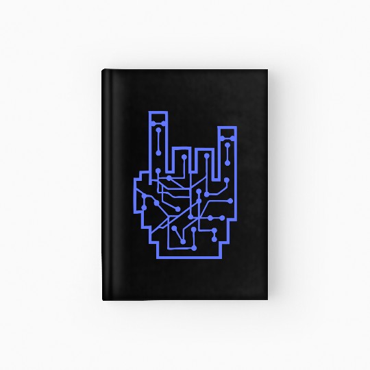 Heavy metal nerd electronic circuits hand gesture Hardcover Journal