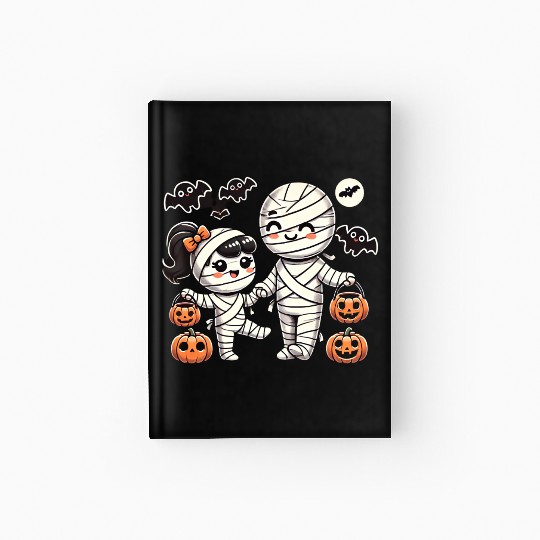 Kawaii Mummy Family Trick-or-Treat Halloween Fun Hardcover Journal