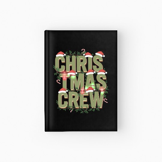 Christmas Crew with Santa Hats and Candy Canes Hardcover Journal