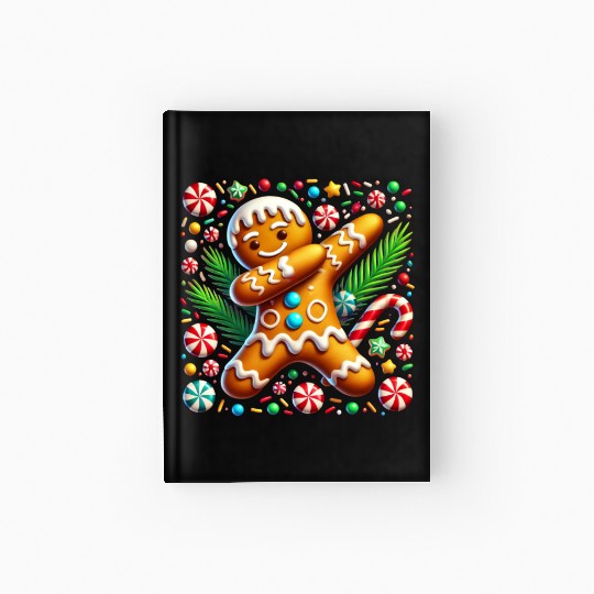 Dabbing Gingerbread Cookie Christmas Fun Hardcover Journal