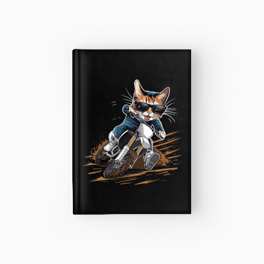 Cat Wearing Sunglasses Riding Dirt Bike Hardcover Journal