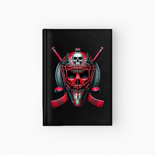 Red Skull Hockey Goalie Hardcover Journal
