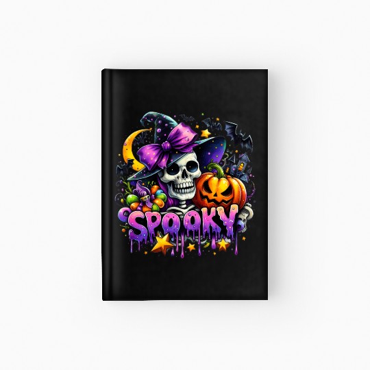 Halloween Spooky Season Witch Skeleton Hardcover Journal