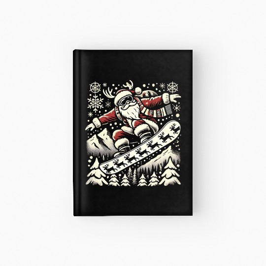 Snowboarding Santa Winter Wonderland Christmas Fun Hardcover Journal