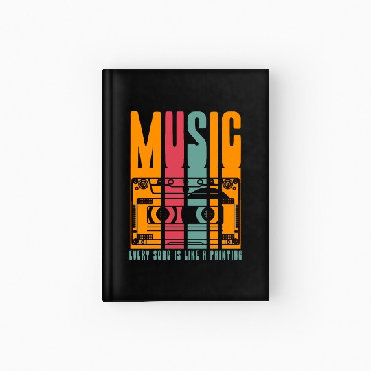 Vintage cassette tape recorder Hardcover Journal