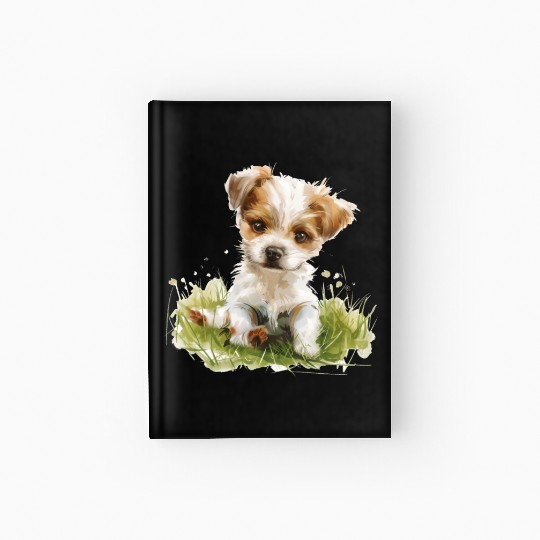 Cute Baby Dog Watercolor Hardcover Journal