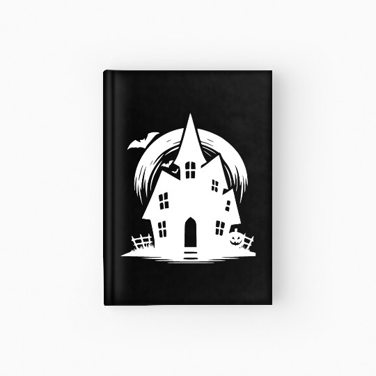 Bat Full Moon Haunted House Halloween Tattoo Hardcover Journal