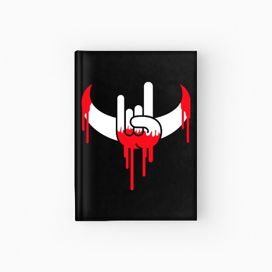 Heavy Metal Graffiti Drop Spray Horns Hand Gesture Hardcover Journal
