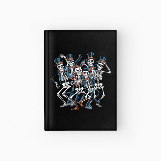 Let's Dance Dancing Skeleton Skull Hardcover Journal