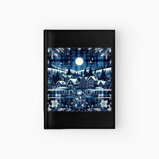flannel silent night blue and white christmas Hardcover Journal