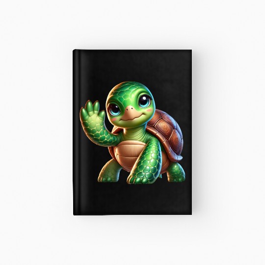 Adorable Waving Turtle Hardcover Journal